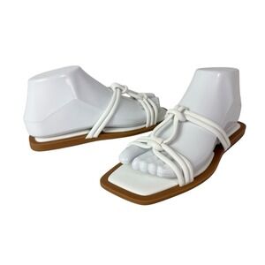 Azalea Wang Women's 6 Stetson White‎ Slip On Square Toe Knot Sandals New 0182